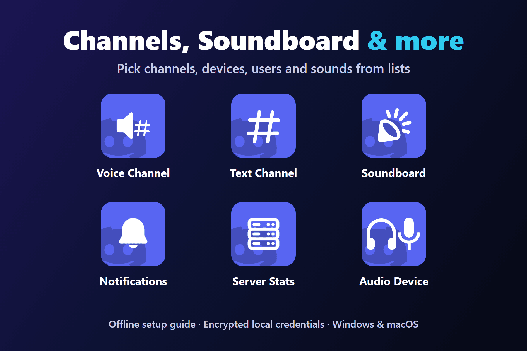 Discord Enhanced channel, Soundboard, notification, server stats and audio device buttons